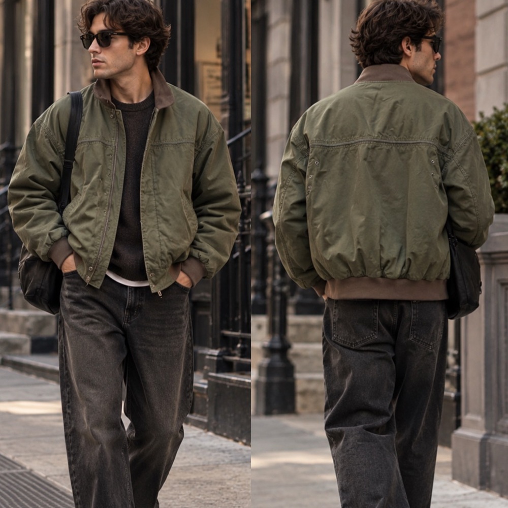 Vintage Munsingwear Montgomery Ward Olive Green Bomber Jacket Style 6902 - M
